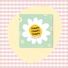 50Pcs 6cm*6cm Thank You Cards Cartoon Flower Greeting Postcards Multicolor Universal Gratitude Labels Event Ornament Home Decor