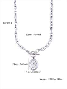 TONSI 1 pièce Collier pendentif en acier inoxydable plaqué or 18 carats personnalisé Y2K avec portrait géométrique exagéré, convient pour la remise des diplômes, la fête de plage, les rassemblements, bijoux pour femmes