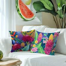 4 capas de almofada com estampa floral abstrata, 45 x 45 cm (17,7 x 17,7 pol.), [impressão unilateral], fronhas decorativas de poliéster macio, estilo rústico de fazenda, para sofá, cama, sala de estar, quarto, carro, escritório, decoração de hotel, presentes perfeitos para todas as estações para família e amigos