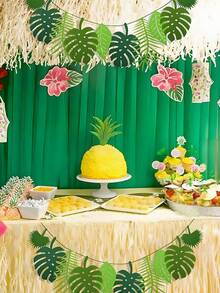 10 件/套夏威夷棕榈叶装饰横幅、龟背竹叶横幅装饰、夏季海滩和夏威夷主题派对装饰、森林动物生日主题装饰横幅，适用于生日、派对和活动、夏威夷派对装饰 - 彩色 - 查看 3