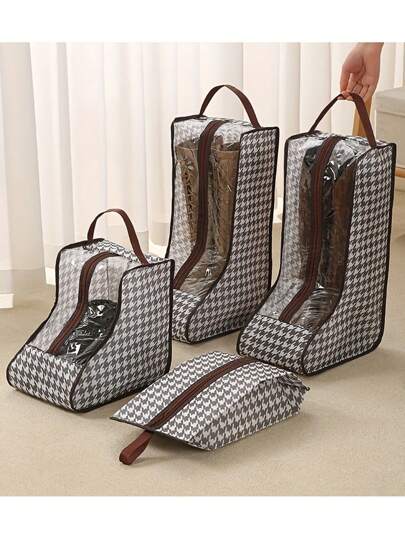 1pc Multi Functional Boot Storage Bag With Handle - Dustproof And Moisture-Proof Shoe Protection Bag, Suitable For Long Boots And Ankle Boots, Portable Zipper Lightweight Travel Storage Pouch