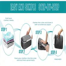 4 Set Compression Bags Travel Storage Organiser Suitcases Packing Cubes Luggage - Beige - View 8