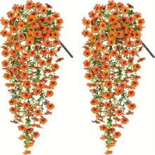 2 Bunches UV Resistant Artificial Decorative Flowers, Realistic Fake Plants For Home Decor, Corridor, Garden, Yard, Dining Table, Living Room, Wedding Party, Simulation Vine Flowers, Hanging Artificial Vine Plants, Fake Flowers, Wedding Party Decor, Valentine's Day,Fall Decor,Autumn Halloween Decor Room Decor