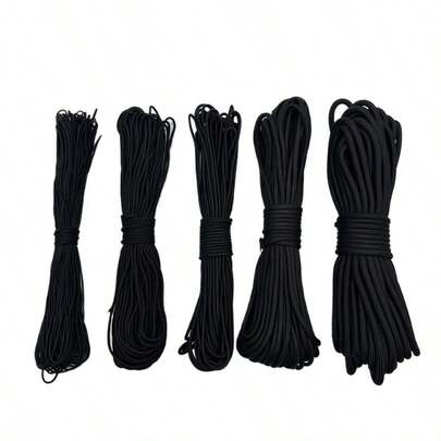 Black Paracord Diameter 1mm/2mm/3mm/4mm/5mm, 5m/15m/31m/50m Outdoor Emergency Camping Survival Equipment, Braided Rope For Bracelets, Necklaces, DIY Jewelry Accessories, Multi-Scenario Use