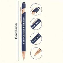 1pc Custom Ballpoint Pen, Personalized Soft Touch, Customized Metal Retractable Pen With Oval Body, Medium Point, Ideal For Women And Men Gifts, Christmas, Mother's Day, Birthday, Corporate Customization Back To School - Multicolor - View 2