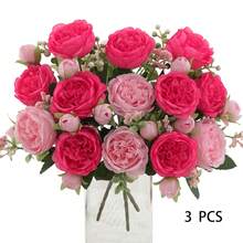 1/3/5 Stück künstliche Pfingstrosen Blumen, wiederverwendbare Kunstpfingstrosen Sträuße - Heim- und Zimmer Dekoration, künstliche Blumenarrangements Mittelstück, Outdoor Garten Dekoration, Hochzeit Geburtstag Bridal-Shower Dekoration - OHNE VASE