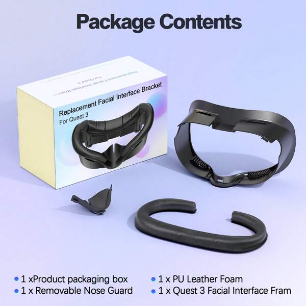 3-In-1 Face Mask Cover For Meta Quest 3S PU Leather Facial Interface Replacement Pad Upgraded Version,Face Pads Compatible With Oculus Meta Quest 3 Accessories