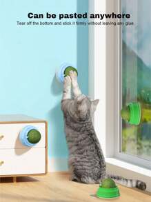 1pc Catnip Ball With RotatingFeature For Grinding Teeth AndCleaning, Catnip Ball WallSticking Crab Cat Toy, Suitable For Pet Cats To Play And RelieveBoredom Cat Chew Toy WithDigestion Promoting AgentCatnip Ball, Adhesive Cat ToyTeeth Grinding Stick, PetProduct Green Color