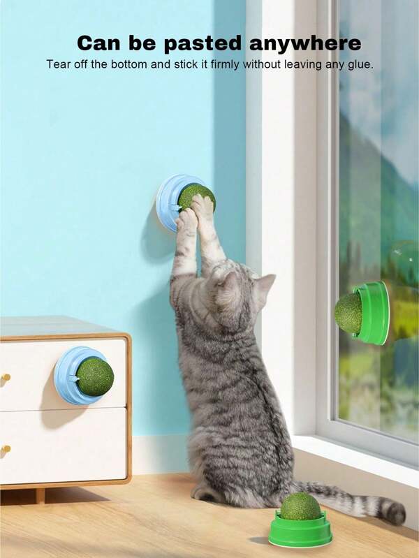 1pc Catnip Ball With RotatingFeature For Grinding Teeth AndCleaning,Catnip Ball WallSticking Crab Cat Toy, SuitableFor Pet Cats To Play And RelieveBoredom Cat Chew Toy WithDigestion Promoting AgentCatnip Ball, Adhesive Cat ToyTeeth Grinding Stick, PetProduct Green Color