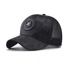 Men's Letter Label Fashion Net Cap, Outdoor Sports Mesh Breathable, Comfortable And Sun-Protective Baseball Cap, Gift For Friends, Street Versatile And Cool Casual Baseball Cap, Truck Driver Hat - màu đen - Xem 3