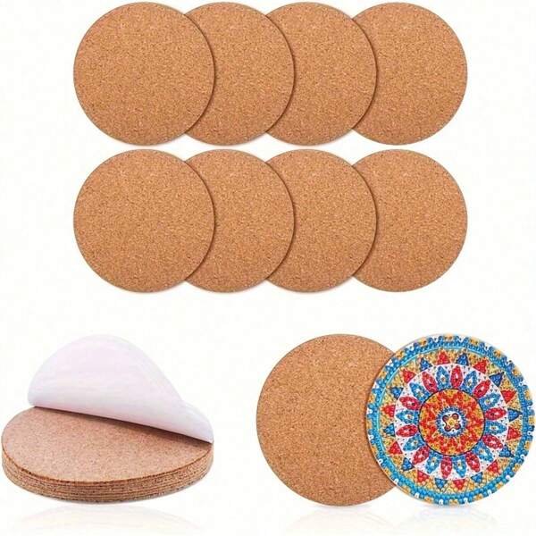 10/20 Pcs Cork Mat For Diamond Art Backing, Adhesive Backed Self Adhesive Cork Mat For Diamond Painting, Blank Cork Mat For DIY Craft Accessories