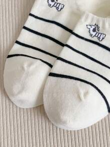 5 Pares de Calcetines de Tobillo para Mujer, Calcetines Invisibles, Calcetines Estampados con Rayas y Animales como Regalo, Adecuados para Todas las Estaciones, con Colores Aleatorios