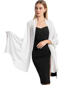 1 Stück modischer, weicher Chiffon Schal Schultertuch für Abendkleid, Hochzeitsschal, Brautschal, Damen Boho Schwarzer Schal