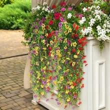 2 Bunches UV Resistant Artificial Decorative Flowers, Realistic Fake Plants For Home Decor, Corridor, Garden, Yard, Dining Table, Living Room, Wedding Party, Simulation Vine Flowers, Hanging Artificial Vine Plants, Fake Flowers, Wedding Party Decor, Valentine's Day,Fall Decor,Autumn Halloween Decor Room Decor