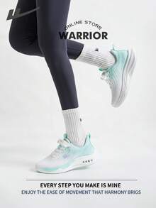WARRIOR 战士时尚复古运动鞋女款春夏轻便舒适透气跑步鞋简约风格休闲时尚运动鞋全年适用耐磨全天穿着训练运动鞋软底 - 白/綠 - 查看 2