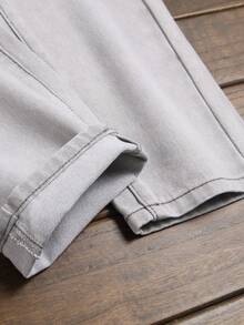 Boys' Casual Elastic Waist Distressed Tapered Jeans - Grey - View 5