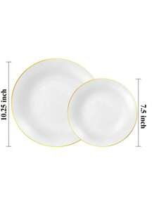 25 pièces Assiette de gâteau blanc, service de couverts de mariage de haute qualité, réutilisable et facile à nettoyer. Parfait pour la décoration de mariage, la décoration de fête, les anniversaires, les réunions de famille, les activités en plein air, l'école, la décoration de salle à manger et de cuisine pour les dîners de groupe