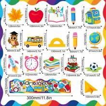 School Season Wall Stickers Cartoon Self-Adhesive Card School Bulletin Board Classroom Chalkboard Party Supplies Decorative Cutouts, A Set Of 53pcs Contains 37 Patterns + 16 Borders + 100 Grains Of Point Glue