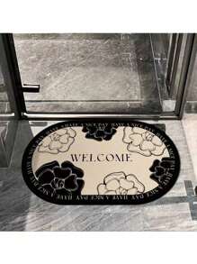 Schwarz-Weiß Kamelien Blumen Badematte, Blumen Badematte, rutschfeste Badematte, Badezimmermatte, schnell absorbierend, schnell trocknend, rutschfest, saugfähig, schnell trocknend, Blumenmuster, Schwarz-Weiß Kamelien Blumen Badematte, weiche saugfähige Matte geeignet für Küche und Badezimmer Eingang, Zuhause Badezimmer Eingang saugfähige Matte, rutschfeste schnell trocknende Fußmatte Badezimmerboden Matte Badezimmer Küche Dekoration