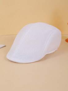 1 pièce Casquette avant blanche et unicolore en maille respirante décontractée rétro pour hommes, convient pour un usage quotidien - Blanc - Voir 4