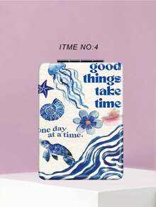 Foldable Marine Series Vanity Mirror, Ultra-Thin & Portable Hand Mirror, Durable PU Leather, Suitable For All Scenarios And People, Folds Into A Compact Square Shape For Easy Carrying - Multicolor - View 9