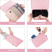 6/8/10 Set Packing Cubes For Travel Luggage Organizer - 10-pink - View 6