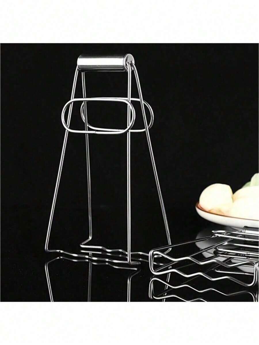 1/2pcs Kitchen Heat Resistant Tongs, Bowl Rack, Trivet, Pot Holder, Hot Pot Stand, Insulated Lid, Stainless Steel Non-Slip Heat Resistant Tongs, Square Pot Rack, Multi-Purpose Kitchen Tongs For Bowls And Plates - Silver - View 1