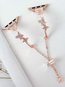 1 Stück Damen Armbanduhrarmband aus Zinklegierung mit Strass-Schmetterling, kompatibel mit Apple Watch Bändern 38 mm, 40 mm, 41 mm, 42 mm, 44 mm, 45 mm, 49 mm (S10 42) mm (S10 46) mm, exquisites Damen Metallarmband kompatibel mit Series Ultra 2 S10 SE 9 8 7 SE 6 5 4 3 2 1, hochwertiges modisches Uhr-Accessoire, Smartwatch-Armband/-Band, einzigartiges, personalisiertes und stilvolles Armband, Geschenkidee für Party, Bankett, Valentinstag/Muttertag, Modezubehör