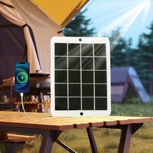 1pc Outdoor Waterproof Solar USB Charger For Travel And Camping - Portable Solar Panel For Mobile Power, Phone Charging, Flashlight, And Fan - 黑色 - 查看 3