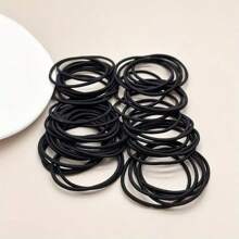 100 Stück schwarze, perfekt kombinierbare elastische Haargummis, einfache und vielseitige Haargummis, Haargummis, Haargummis, Haargummi-Scrunchies