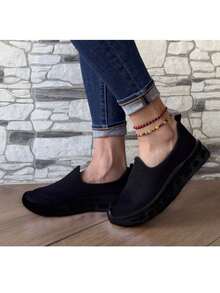 Tenis casuales slip para mujer con suela ergonómica  tipo panal – cómodos y ligeros, lo ultimo en moda  Liso    Casual  Calle  Deportivo  Nuevo estilo chino  Fabulosa  Sexy    Casa  Fiesta  Oficina  Gym y Fitness  Vacación  Vacaciones - Negro - Ver 2