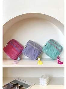Dopamine Color Grid Data Cable Storage Bag, Portable Handheld Wire Earphone Power Charger Storage Bag, Multi-Function Lipstick Bag. Cosmetic Bag Storage Bag Small Travel Storage Bag, Cosmetic Storage Bag, Zipper Bag Necessities Travel Accessories Mobile Phone Storage Bag Suitable For Gifts, Friends, Girls, Students Zipper Cosmetic Bag Gift Storage Jewelry Storage Box