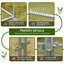 Metal  With Run, 9.8'L X 6.4'W X 6.4'H Walk In Poultry Cage Chicken Run Pen, Outdoor Chicken Runs For Yard With Waterproof & Anti-UV Cover