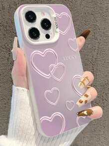1 pieza Funda móvil con degradado de corazón compatible con iPhone 16 Pro Max, iPhone 15 Plus, funda de teléfono de estilo creativo y elegante para niñas para iPhone 14, 13, 12 - Gran regalo