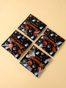 50 piezas de bolsas de regalo con cierre automático de 14*14cm con tema de Halloween, bolsas de caramelos transparentes con diseño de calabaza y espectro, bolsas desechables con tema de Halloween para empaquetar alimentos, postres, galletas, chocolates para la fiesta, decoración, obsequios y trucos o golosinas de Halloween