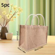 3/5pcs 38*27*19cm Natural Linen Bags, Plain Shopping Bags, Linen Gift Bags, DIY Vintage Linen Tote Bags, Wholesale Linen Handbags