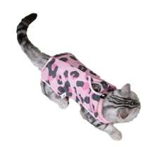 New Leopard Donut Print Breathable Post-Op Cat Recovery Suit, Weaning Wear, Surgical Care Healing Vest, Comfortable 4-Season Recovery Clothing