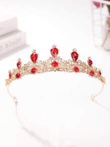 1pc Adjustable Metal Rhinestone Crown Hair Hoop For Teenage Girls - Multicolor - View 2