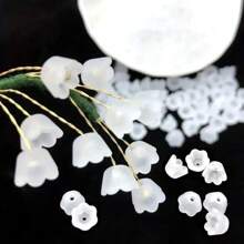 100 piezas Perlas de flores de tulipán de acrílico, flores de lirios del valle, elegantes para hacer collares, pulseras, joyería y manualidades