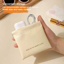 1pc/2pcs/ Mini Portable Storage Bag, Automatic Opening And Closing, Spring Clip Travel And Outdoor Wallet, For Coins, Headphones, Data Cable, Tissues, Sanitary Napkins, Cosmetics And Makeup Products Storage, Automatic Closing Wired Headphones Storage Bag, PU Coin Purse, Mini Portable Lipstick And Makeup Bag
