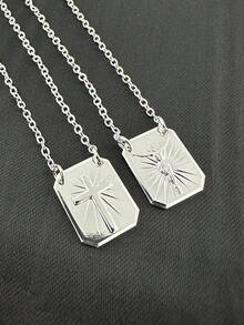 Men's Chain Scapular With Cross Plate And Jesus Christ Crucifix Plated In 925 Silver And 18k Gold - Bạc - Xem 2