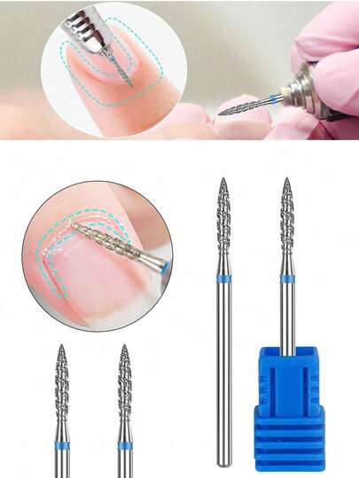 1 buc Diamond Nail Bits Tornado Flame Cuticule Drill Bit 3/32" Manichiură Cutter Rotary Burr Drill Accesorii Spiral Nail Freze Instrument