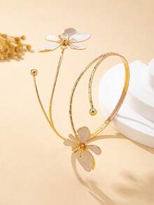 Flower Minimalist Arm Cuff Adjustable Fashionable White Armlet - Beige Arm Bracelet - View 3