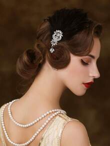 1pc 1920s Flapper Headband Roaring 20s Great Gatsby Headpiece Rhinestone Hair Clip Hair Accessories For Women Halloween - Multicolor - View 13