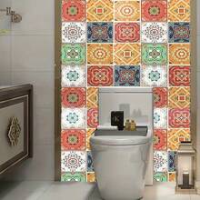 Bohemian Tile Sticker Roll - Self-Adhesive, Waterproof & Oil-Resistant Wallpaper For Kitchen, Bathroom, Cabinet & TV Wall Upgrade, Vinyl Material, Random Pattern Match, Easy To Apply & Remove, Kitchen Wall Decor | Artistic Wallpaper Design | Easy Removal, Wallpaper For Walls - Multicolor - View 5