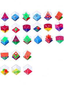 1/3/5/10/15件平衡智商迷宫游戏玩具套装 - 迷你3D脑力激荡魔方益智游戏迷宫拼图，盒装。趣味派对游戏，理想奖品 - 礼品袋填充物、生日派对玩具、礼物 - 彩色 - 查看 2