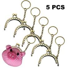 5 Stück DIY Mini Taschenverschluss, handgefertigter Metall Schlüsselanhänger Rahmen, Häkel Mini Tasche Schnalle 5cm/1,96 Zoll, Frauen Tasche kleine dekorative Schnalle/Anhänger - Bronze - Übersicht 1