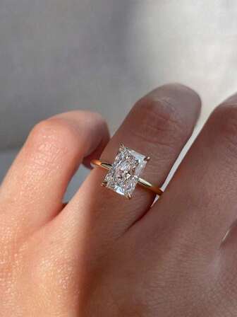 1ct/2ct/5ct Fashionable Sparkling Cubic Zirconia 925 Sterling Silver Square Ring, Women's Eternal Commitment Wedding Engagement Ring, Exquisite Jewelry Gift For Ladies And Girls