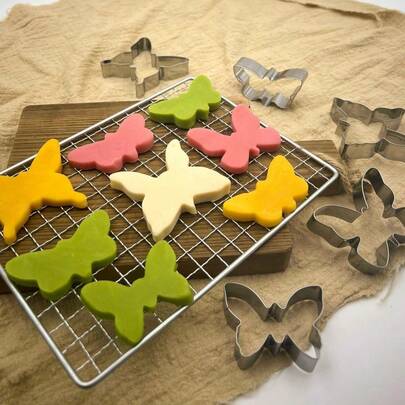 5pcs/Set Stainless Steel Butterfly Biscuit Cutter & Mold For Diy Baking, Cookies, Cake Decorating Tools
