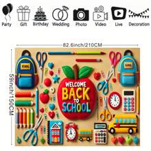 1 Pc Welcome Back To School Vinyl Banner Bright Red Apples Pencil Scissors And School Bus Design Pattern For Classroom Library Campus Event Photography Background Decoration Banner Vinyl Birthday Decorations Tapestry Room Decor Flag Party Decorations School Decor School Surprise Dormitory Decor